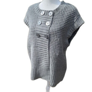 Calvin Klein large grey button front sleeveless retro sweater vest.